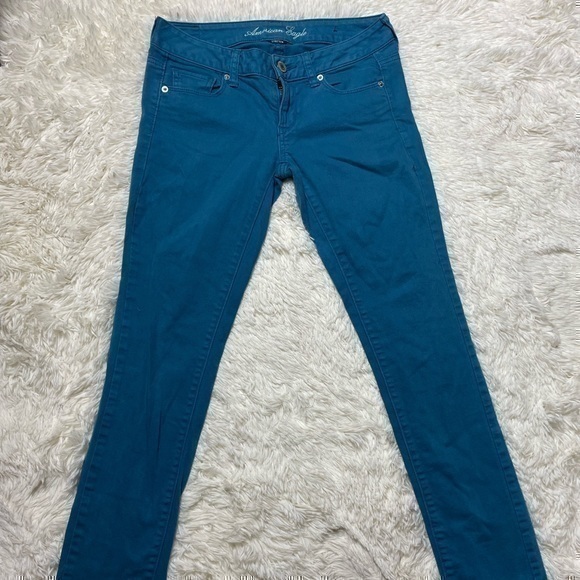 Women’s American Eagle Turquoise skinny jeans size 2 - Picture 1 of 12